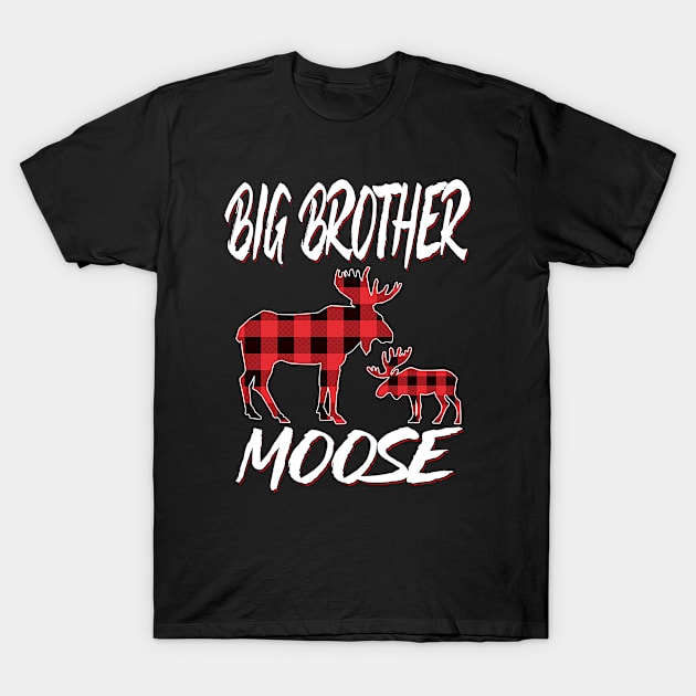 Red Plaid Big Brother Moose Matching Family Pajama Christmas Gift T-Shirt by intelus